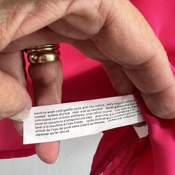 NWT Eloquii Top Size 22 Hot Pink Bow Tie Neck Flutter Sleeves Career - Picture 7 of 11